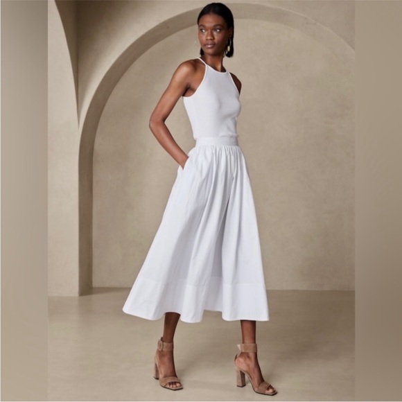 NWT! Banana Republic White Laurel Poplin Skirt - Size 16💛 - Picture 1 of 4
